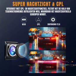 MIRA® Dashcam voor Auto Voor en Achter - Dashcam - Zwart - ‎22cm x 14cm x 6cm — thumbnail 2