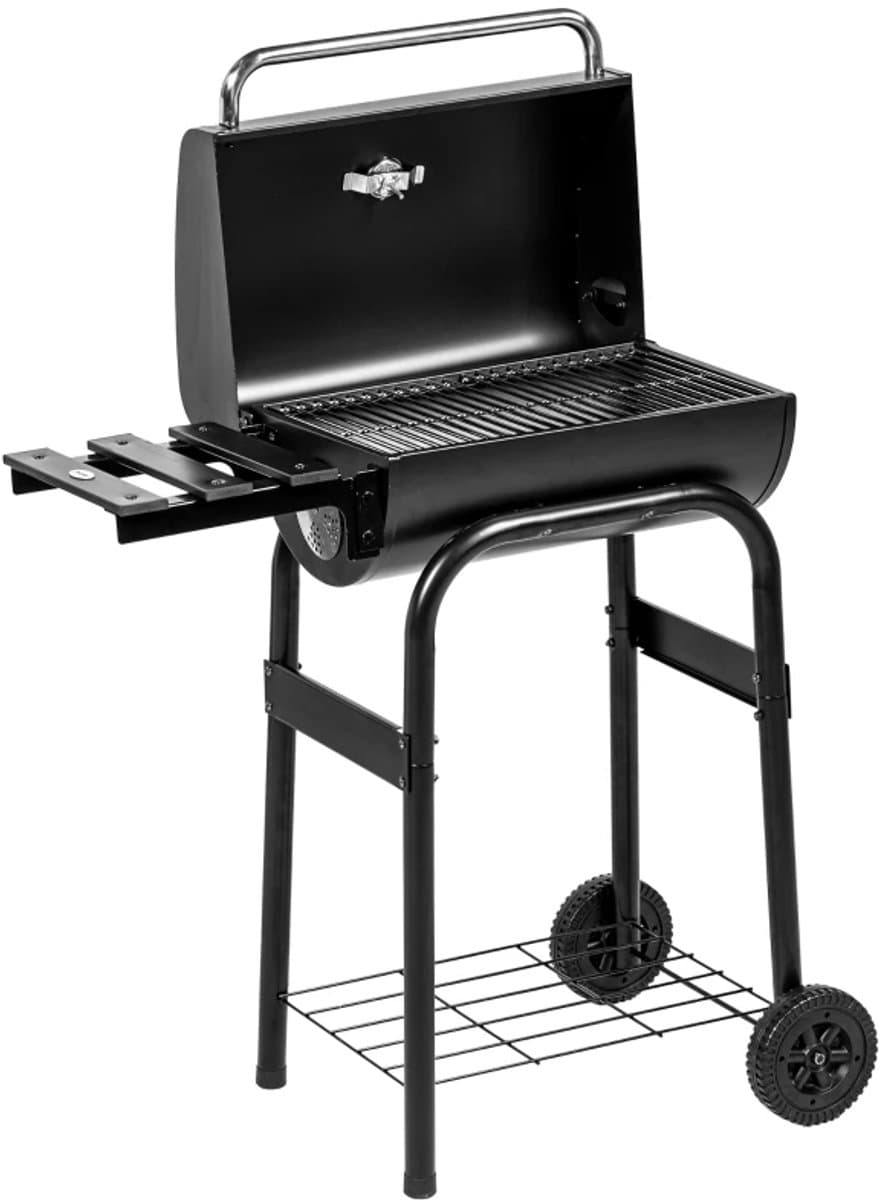 Premie Houtskool Barbecue - Smoker Barbecue - Barbecuegrill - Houtskoolgrill met Deksel, Handgrepen, Thermometer, Wielen - Verplaatsbaar - BBQ voor buiten, tuin - 83 x 46,5 x 115 cm - Zwart — afbeelding 1