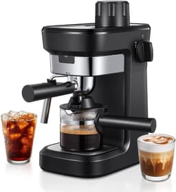 espressomachine met filterhouder, 6 bar, espressomachine van roestvrij staal met professioneel melkschuimmondstuk, ideaal voor cappuccino, latte en macchiato, compact en stijlvol. — thumbnail 1