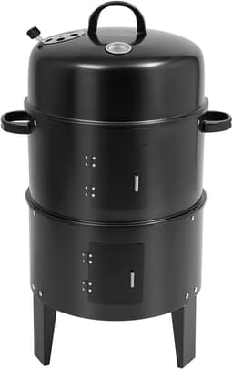 Linkforu - 3-in-1 Multifunctionele BBQ – Grill - Stook- Rookoven met Deksel en Thermometer – Houtskoolgrill – 2 Verstelbare Kleppen — thumbnail 1