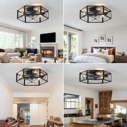 Industriële Plafondventilator - Met Afstandsbediening & APP - Stille 6 Lucht Richtingen - E27 - Zwart - 50 cm - Kroonluchter Ventilator - Chandelier Fan - Woonkamerlamp - Ventilator Lampen — thumbnail 2