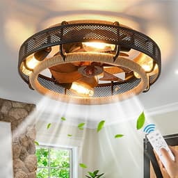 Retro Plafondventilatorlamp - Vintage Kooi Plafondventilator - E27 - Dimbaar - 50 cm - 6 Standen - Keuken Lamp - Woonkamerlamp - Moderne lamp — thumbnail 1