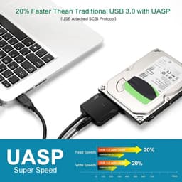 SATA naar USB 3.0 Adapter voor 2.5" en 3.5" HDD SSD - Externe Harde Schijf Kabel met Voeding — thumbnail 4
