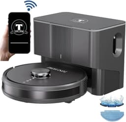 TONIHOMI® Q8 - Robotstofzuiger met dweilfunctie - Automatisch legen - Robotstofzuiger met laadstation - LDS Laser navigatie - Met app - Zwart — thumbnail 1