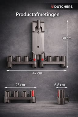 Dutchers® Ophangsysteem geschikt voor de Dyson V7, V8, V11, V12, V15 Gen 5 modellen - Wandhouder stofzuiger - Muurbeugel - Onderdelen Steelstofzuiger - Wall mount - Stofzuigeraccessoires - Docking station stofzuiger - Ruimtebesparend en stijlvol — thumbnail 2