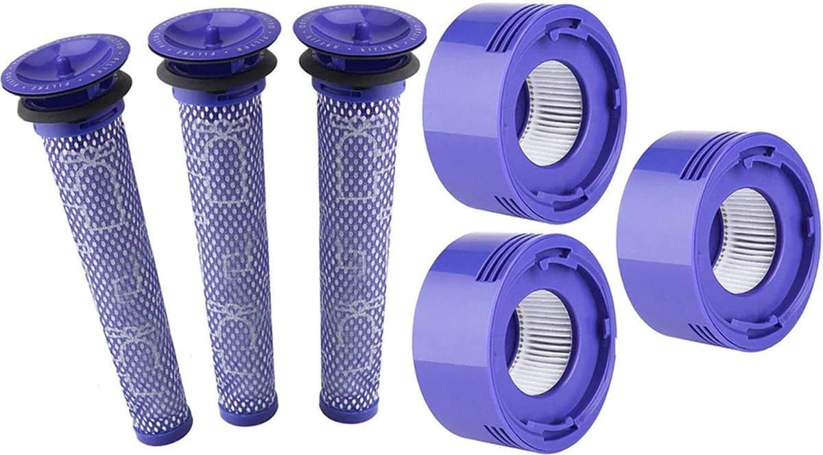 17 Parts 3-delige Filterset geschikt voor Dyson V8 & V7 - Compatibel met Animal, Absolute, Motorhead, Fluffy, SV10 - Inclusief 3 Voorfilters, 3 HEPA Achterfilters & Reinigingsborstel - Accessoires Vervanging DC58/DC59/DC61/DC74 — afbeelding 1