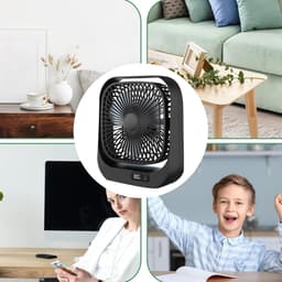 Mini Draagbare Tafelventilator - Stil en Lichtgewicht - Met LED Digitaal Display - 360° Verstelbaar - 3 Snelheden - Zwarte Circulatieventilator met Borstelloze Motor - Voor Kantoor, Thuis en Reis - USB — thumbnail 4
