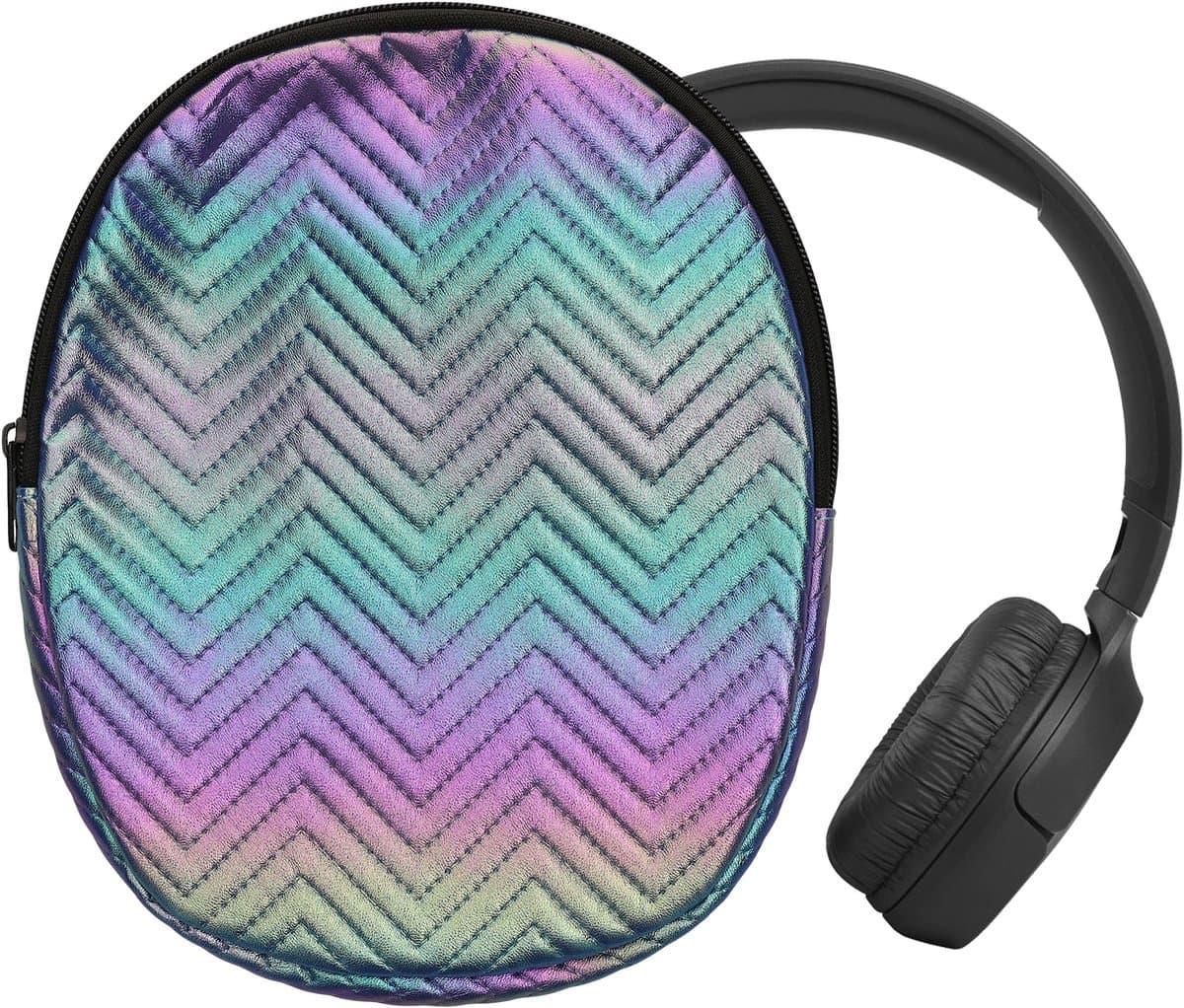 kwmobile Hoes voor JBL Tune 600 / 500BT / 510BT / 450 Tas – Case voor Headset van Metallic Kunstleer en Nylon – meerkleurig — afbeelding 1
