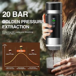 Draagbare koffiemachine,-de nieuwste upgrade van de derde generatie-3-in-1 elektrische espressomachine-12V oplaadbare espressomachine-voor kantoor-reizen-thuis- compatibel met espresso-capsules en gemalen koffie — thumbnail 3