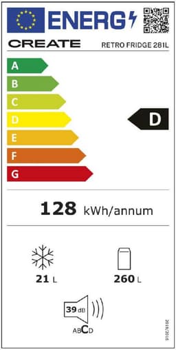 CREATE - Koelkast in retrostijl - Zand - Handvat Zwart - FRIDGE RETRO 281L — thumbnail 2