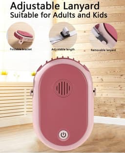 Draagbare hangende nekventilator, draagbare persoonlijke ventilator, op batterijen, USB-oplaadbaar, 3-snelheden, mini-handbediende airconditioning, koeling, kettingventilator voor vrouwen, wimpers, kamperen, buiten (roze) — thumbnail 4