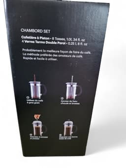 Luxe French press koffiezetapparaat - BODUM cafetière - 8 kopjes 1,0 l + 4 dubbelwandige PAVINA glazen 25 cl — thumbnail 3