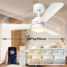 Bovista Plafondventilator - Met Verlichting - Plafond Ventilator - Met Lamp - Plafonniere Met Ventilator - Met Licht - Wit - 90cm — thumbnail 2