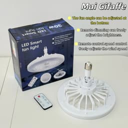 Nivard Plafondventilator - Met Verlichting - Plafond Ventilator - Met Lamp - Plafonniere Met Ventilator - Met Licht - Wit - 23cm — thumbnail 3
