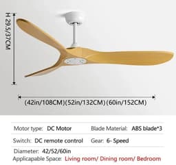 Nivard Plafondventilator - Met Verlichting - Plafond Ventilator - Met Lamp - Plafonniere Met Ventilator - Licht Hout/Wit - 152cm — thumbnail 3