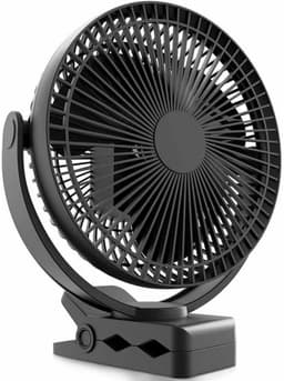 EXCITAT Ventilator - Clip On Ventilator - Stille Wandventilator - Draagbare - 4 Snelheden - 360° Rotatie - Voor Thuis, Kantoor, Kinderwagen, Camping, Kweektent - 10000 mAh - Zwart — thumbnail 1