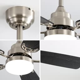 Re-purelife® Koel Zomer Collectie Grote Plafondventilator Ø132 cm met LED & Afstandsbediening – 6 Snelheden, 5 Bladen, Omkeerbare DC Motor met Zomer- & Winterfunctie, Stil & Energiezuinig – Must-Have Zomer voor Woonkamer, Slaapkamer – Brushed Nickel — thumbnail 3