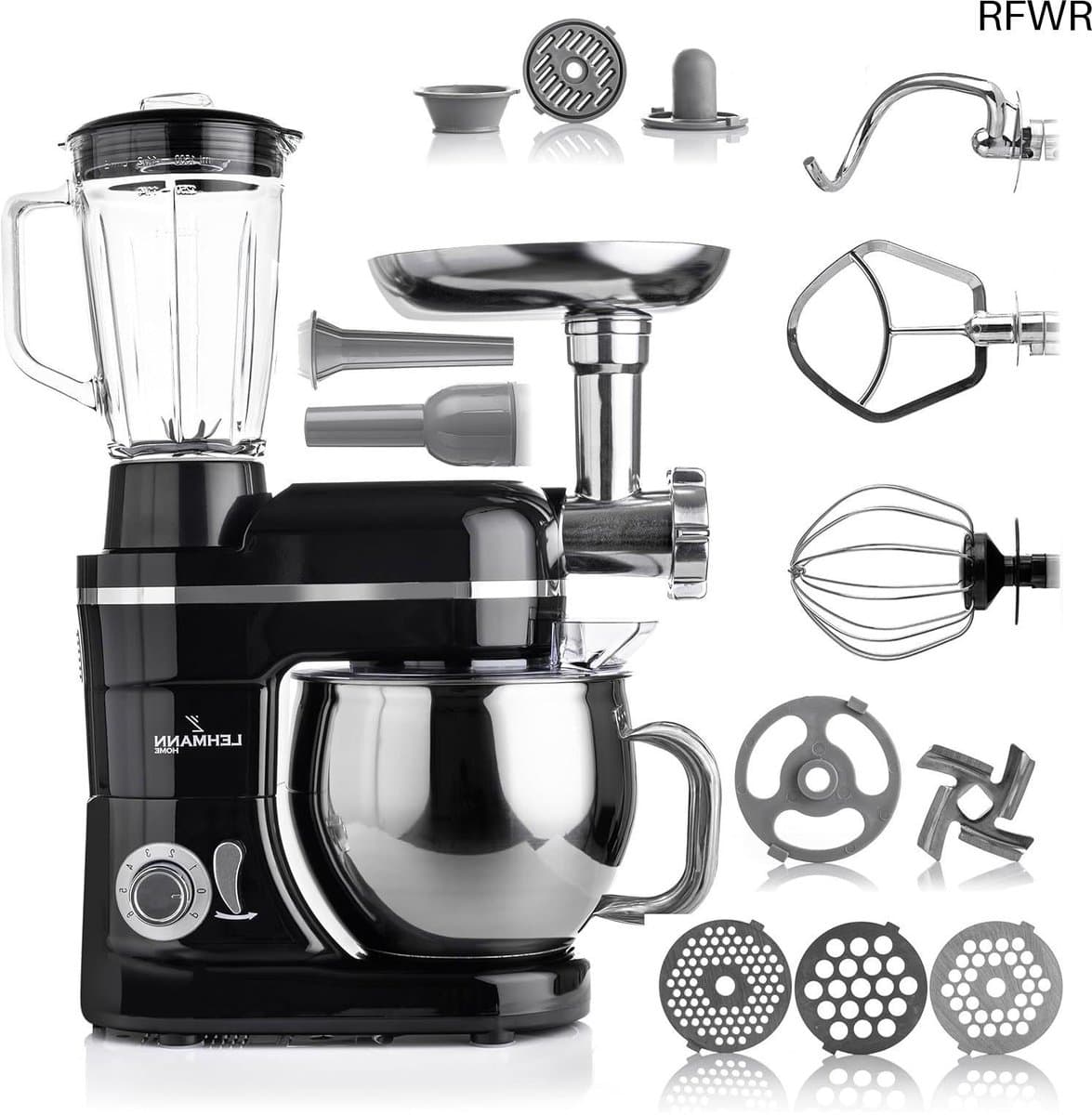 RFWR® 3-in-1 Keukenmachine met Planetair Roersysteem, Vleesmolen en 5L Roestvrijstalen Kom — afbeelding 1