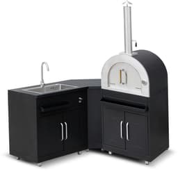 Oviala - Metalen buitenkeuken met 3 modules spoelbak en pizzaoven - Memphis — thumbnail 1
