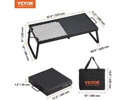 Mila Shop - Barbecue - Buiten koken - Grillen - Rek - Kampvuurgrill - Camping grill - Strand - Picknick - Zwart