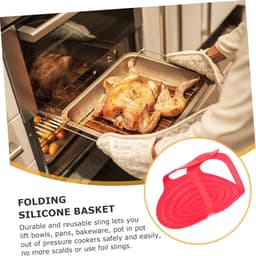 Siliconen kalkoen braadsling Opvouwbare bakmand voor snelkookpannen Anti-aanbak Gemakkelijk schoon te maken Draagbaar ontwerp voor het tillen van zware braadstukken Gevogelte en barbecue — thumbnail 2