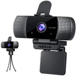 Nince Webcam - Full HD 1080P - PC Webcam - Laptop Webcam - USB Webcam - Met Statief - Privacy Cover - Webcam met Microfoon — thumbnail 1
