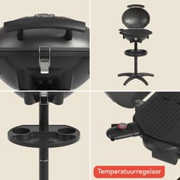 KitchenBrothers Elektrische BBQ - Opvouwbaar - Anti-aanbaklaag - PFAS-vrij - tot 250°C - 2400W - Vaderdag Cadeau - Zwart — thumbnail 5