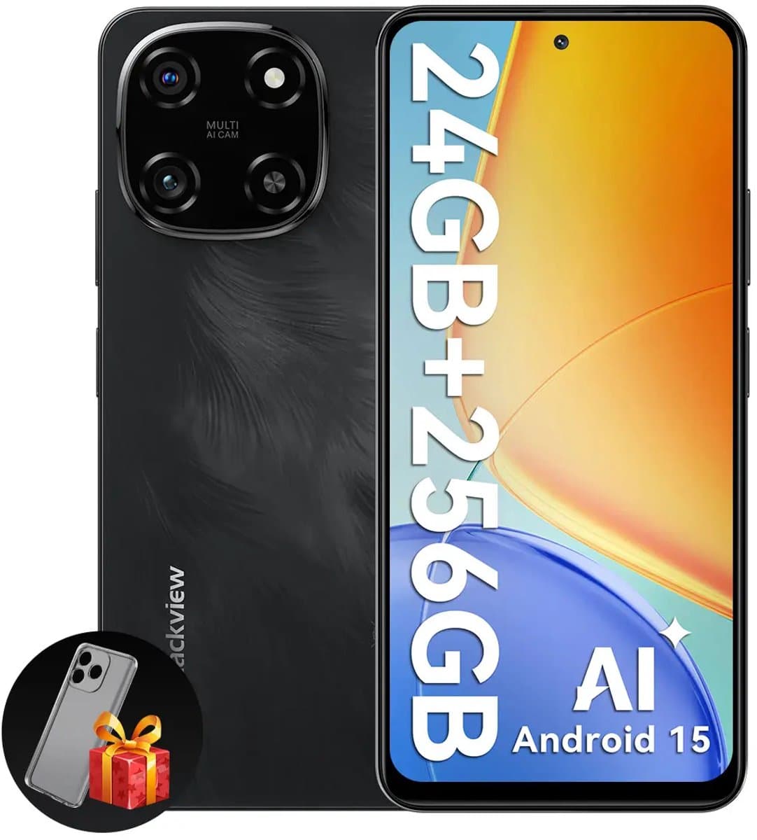 Blackview COLOR 6 Smartphone - 24GB RAM - 256GB ROM - 6.67 Inch - 5000mAh - Dual 4G LTE - Android 15 - GPS - Zwart — afbeelding 1