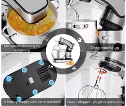 Homelux - Keukenmachine 12L – 2500W Krachtige Deegmixer met LED Touchscreen – Kneedmachine met RVS Kom & 3 Opzetstukken – Professionele Mixer voor Brood, Deeg, Taart – Hamurmakinesi - Deegmachine — thumbnail 2