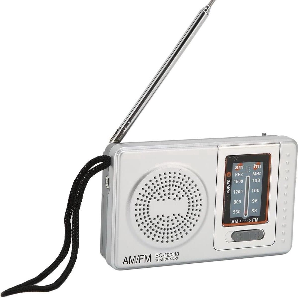 Draagbare Mini Noodradio FM/AM - Pocket Radio Speler - Radio voor Rampen - Radio op Batterijen - Transistor Radio op Batterijen - Kleine Radio - Zilver — afbeelding 1