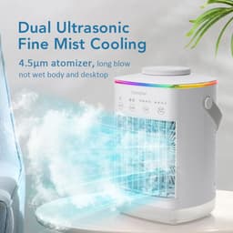 Mobiele airco -Mobiele airco zonder afvoerslang - Mobiele airco voor slaapkamer - 3-in-1 - Ventilator - Voor Slaapkamer & Woonkamer - 4 Snelheden - Airconditioning - Draagbare Aircooler - LED Verlichting - Draagbare airconditioner — thumbnail 2
