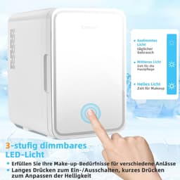 COSTWAY Mini koelkast, 10 L Draagbare AC / DC schoonheid koelkast met LED-spiegel, afneembare planken voor huidverzorging, make-up, drank, Compacte koelkast, Thermo-elektrische koeler / verwarming voor auto, slaapkamer — thumbnail 3