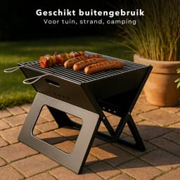 Cheqo® Draagbare Houtskoolbarbecue - Tafelbarbecue - Tafel BBQ Houtskool Barbecue Draagbaar - Camping BBQ - Staal — thumbnail 5