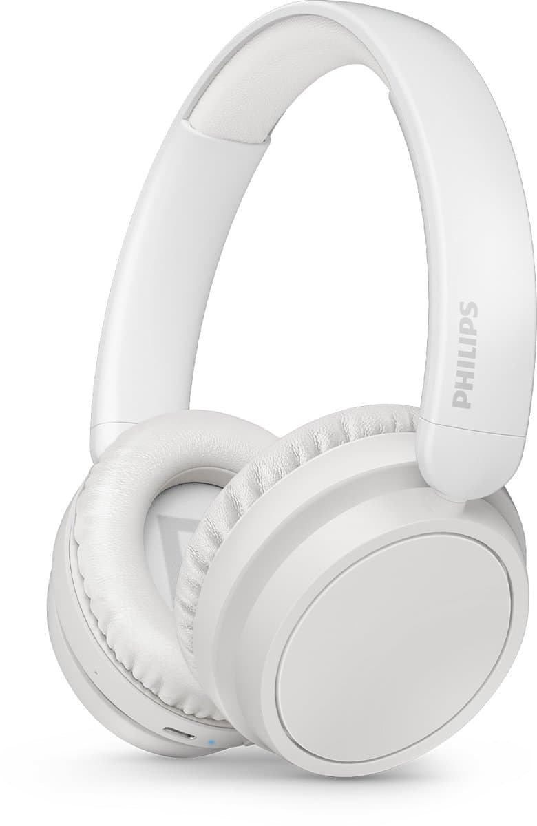 PHILIPS TAH5209WT lichtgewicht On Ear draadloze Bluetooth Headphones met Passive Noise Isolation - 65 uur afspeeltijd, natuurlijk geluid, heldere gesprekken, dynamische bass, 2 uur USB-laden - Wit — afbeelding 1