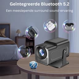 Mini Beamer - Film Projector met Bluetooth - Draagbare Beamer - 4K Kwaliteit - Zwart — thumbnail 2