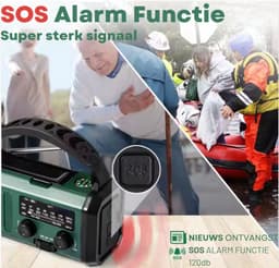 Noodradio - 20.000 mAH - Powerbank - 2025 Versie - FM AM Radio - Opwindbare Wereldontvanger - Zonne-energie - Betrouwbare Noodvoorziening - Handmatig oplaadbaar - Noodradio Camping, Overleven & Rampen - Weerstation, USB, SOS Alarm - Emergency Radio — thumbnail 2