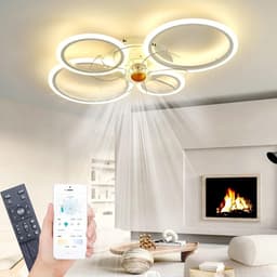 4 Ringen Plafondventilator - Dimbaar Met Afstandsbediening & APP - Wit - 6 Snelheden - Smart lamp - Moderne Ventilator — thumbnail 1
