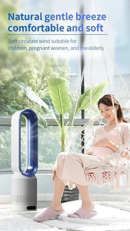Eszenzics™ Ventilator Blade7 - Energiezuinig - 5W USB - Afstandsbediening - Timer - Luchtzuivering - 8 snelheden -58 cm - 90° Oscillatie - Veilig en duurzaam - Wit/grijs — thumbnail 5