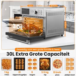 RFWR® Multifunctionele Heteluchtoven 30L met 21 Programma's – Perfecte Air Fryer voor Gezinnen — thumbnail 4