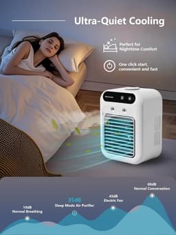 Mini airco - Kleine airco - 1800mAh Draagbare airconditioner - 25W oplaadbare persoonlijke mini airco - met dubbele sproeier en 2 snelheidsinstellingen - voor slaapkamer bureau kantoor en buitengebruik — thumbnail 3