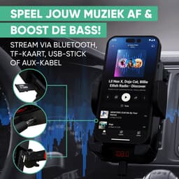 Serve FM Transmitter & Telefoonhouder Auto - Bluetooth Carkit voor Muziek - Telefoonhouders Auto Accessoires - Ventilatie Houder — thumbnail 5