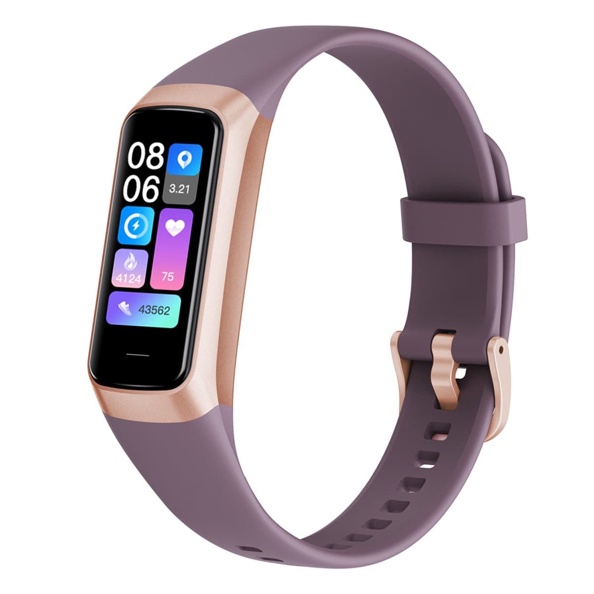 Evy24 Activity Tracker Amoled - Stappenteller - Bloedruk - Hartslagmeter - Slaapmonitor - Saturatiemeter – Sporthorloge - Smartwatch - Activity Tracker - Donkerpaars — afbeelding 1