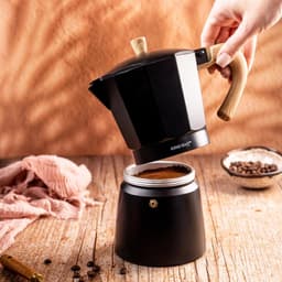 Kinghoff Aluminium Espressomaker KH-1887 – 9 Kopjes – Zwart Met Houten Handvat – Geschikt voor Inductie - 450ml - Percolator — thumbnail 2