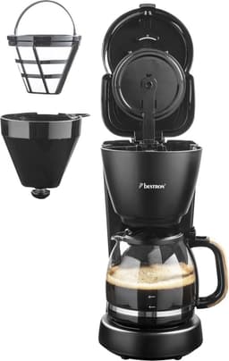 Bestron Koffiezetapparaat filterkoffie 1000W - ACM900BW - 1,5L, 10 koppen - Glazen kan - Zwart/hout - 5 jaar garantie - WK — thumbnail 2