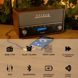 Denver DAB Radio XL - Retro Radio - Bluetooth - DAB+/ FM - Batterijen & Netstroom - DAB36 — thumbnail 3