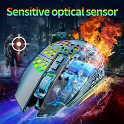 HXSJ T500 Draadloze Gaming Muis - Ultra licht - RGB Verlichting - Licht zwart — thumbnail 2