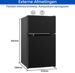 CHiQ FTM86L4E - Tafelmodel Koelkast Met Vriesvak - 86 Liter - E Energy Label - 39dB - Zwart - 12 jaar garantie op compressor — thumbnail 3