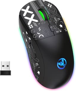 HXSJ T90 2.4G Stille Draadloze Gaming Muis - Bluetooth - Computermuizen - Ultra licht - RGB Verlichting - Zwart — thumbnail 1