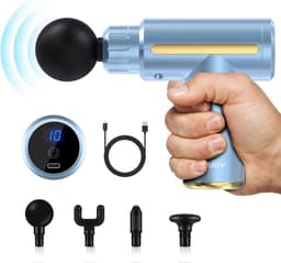Massageapparaat voor dieperliggend weefsel, 10 standen, opladen via USB, draagbaar, klopmassage, spiermassage, ultraklein en stil, pijnverlichting voor spieren, voor thuis, gym en buiten — thumbnail 1