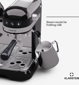 Klarstein Koffiemachine Espresso portafiltermachine met melkopschuimer, 1,4 L retro mini-espressomachine met filterhouder, 1550W koffiezetapparaat klein, melktank, thermoblock, voor cappuccino - 20 Bar - voor Keuken - LED — thumbnail 4